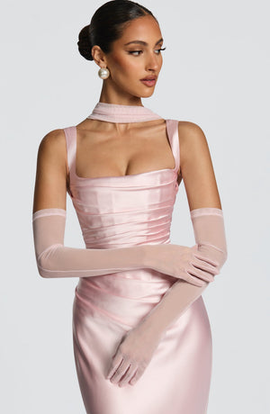 Square Neck Satin Maxi Dress Tie-Back – Calanthe - Bellux