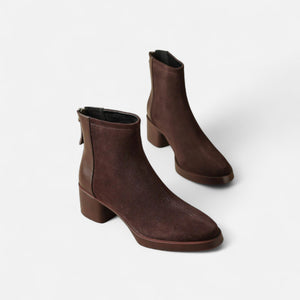 Square-Toe Ankle Boots Plush-Lined Cow Suede – Amelie - Bellux