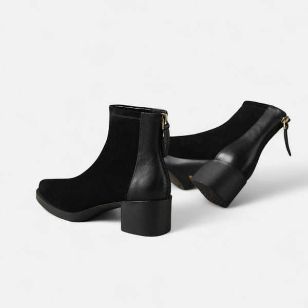 Square-Toe Ankle Boots Plush-Lined Cow Suede – Amelie - Bellux