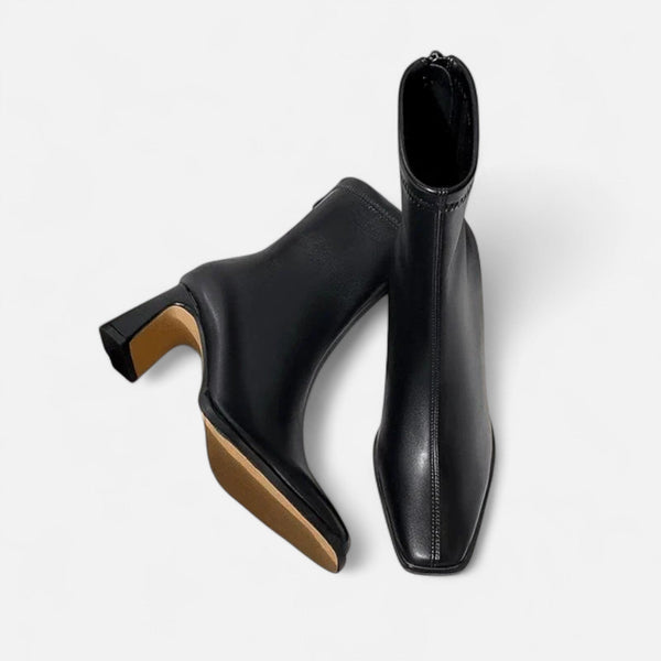 Square-Toe Ankle Boots – Warm Cotton-Lined – Celia - Black - Bellux