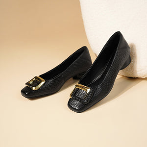 Square Toe Low Block Heels All-Day Comfort – Arden - Bellux