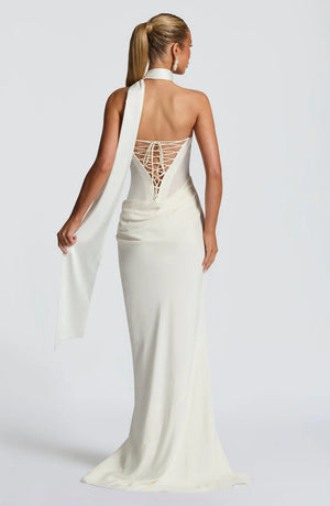 Strapless Cowl Neck Maxi Dress Tailored Fit – Liora - Bellux