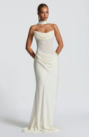 Strapless Cowl Neck Maxi Dress Tailored Fit – Liora - Bellux