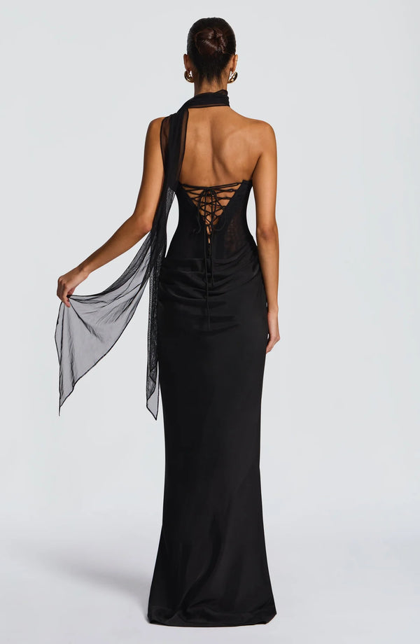 Strapless Cowl Neck Maxi Dress Tailored Fit – Liora - Bellux