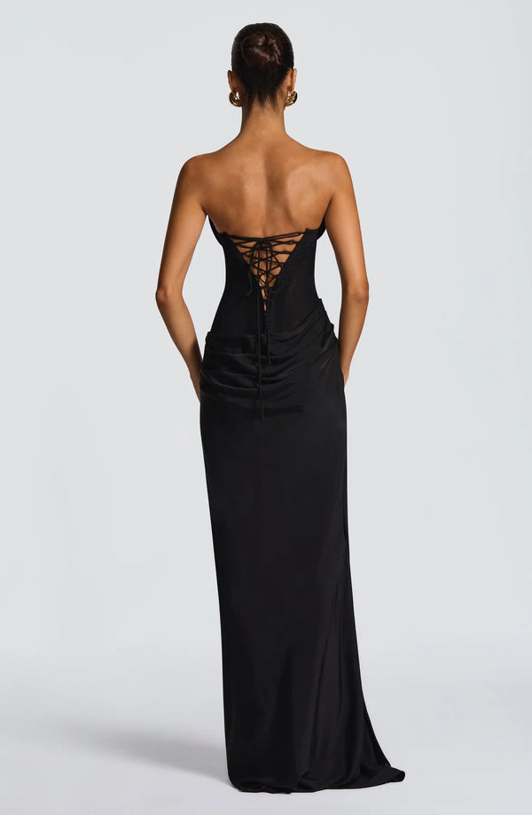 Strapless Cowl Neck Maxi Dress Tailored Fit – Liora - Bellux