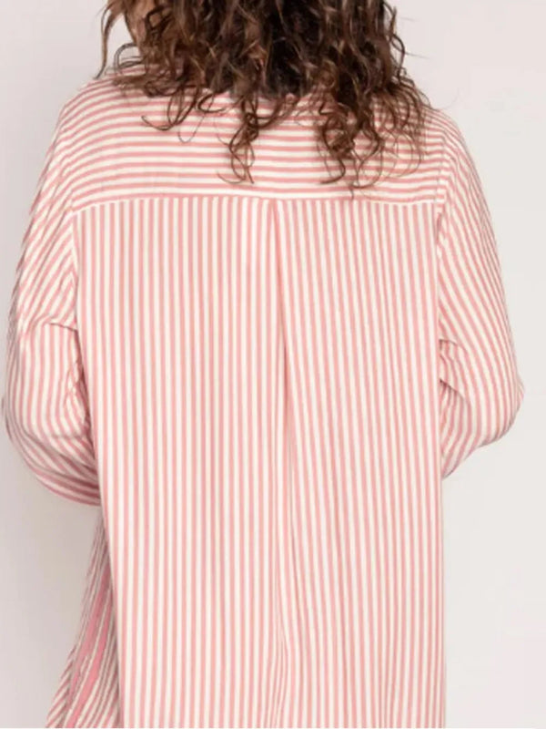 Striped Collared Pyjama Set - Button-Front - Juno - Bellux