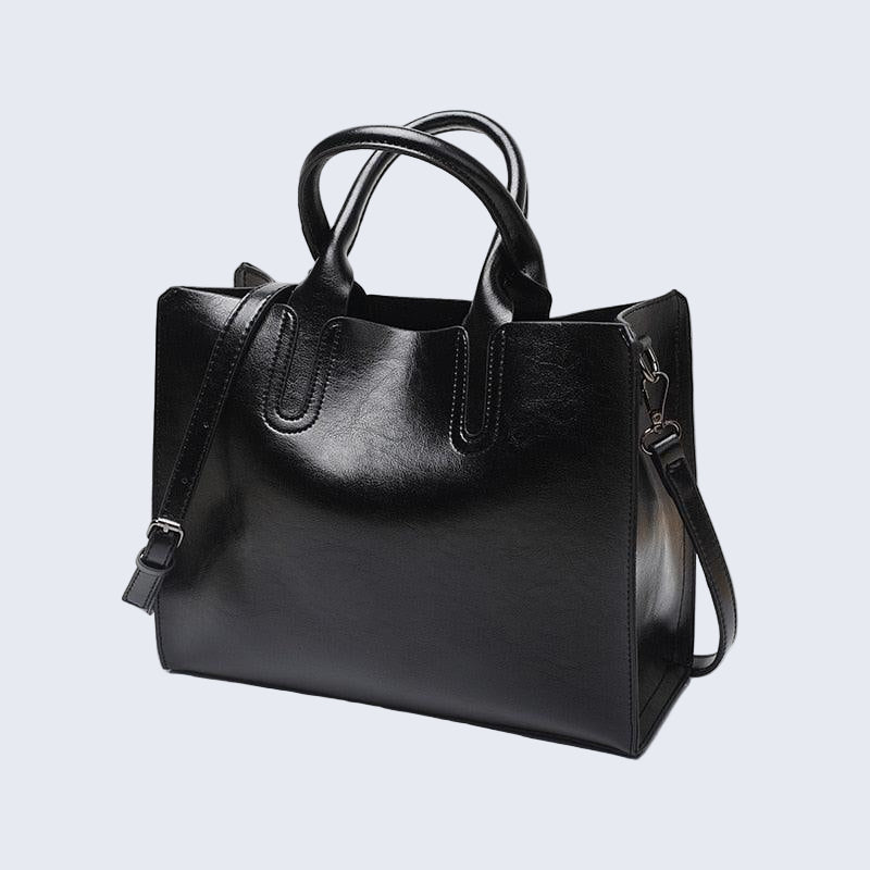 Structured Top-Handle Tote Vegan Leather – Lydia - Black - Bellux