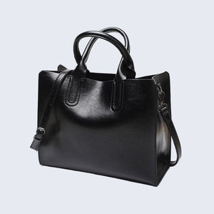 Structured Top-Handle Tote Vegan Leather – Lydia - Black - Bellux