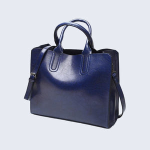 Structured Top-Handle Tote Vegan Leather – Lydia - Blue - Bellux
