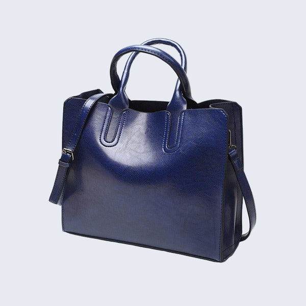 Structured Top-Handle Tote Vegan Leather – Lydia - Blue - Bellux