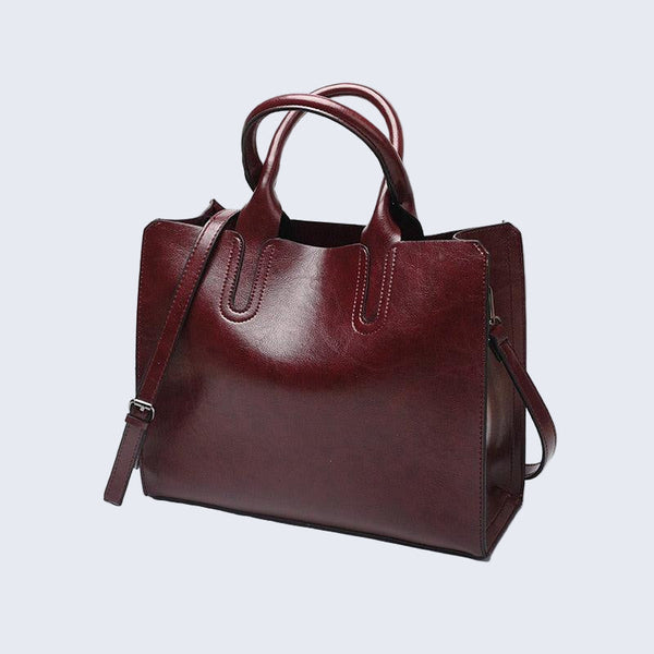 Structured Top-Handle Tote Vegan Leather – Lydia - Coffee - Bellux