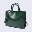 Structured Top-Handle Tote Vegan Leather – Lydia - Green - Bellux