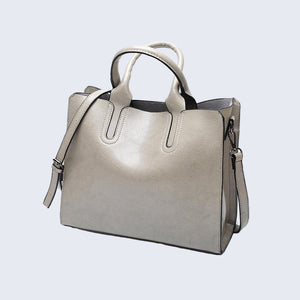 Structured Top-Handle Tote Vegan Leather – Lydia - Grey - Bellux