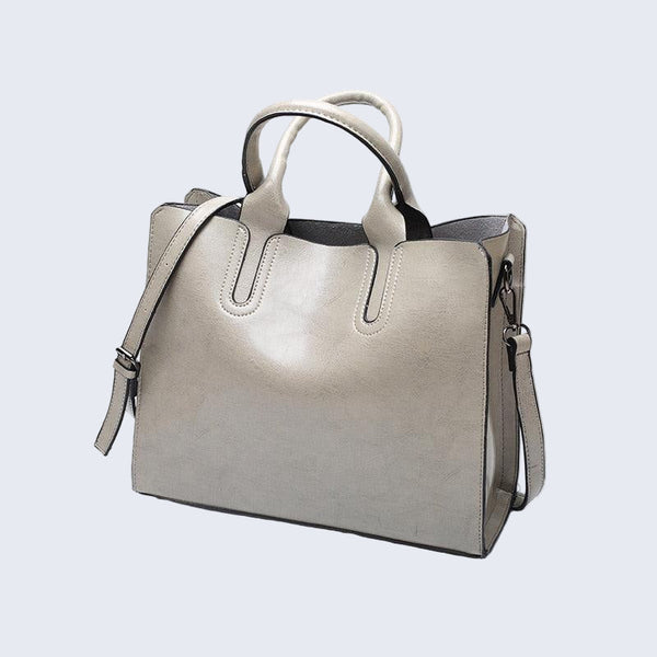 Structured Top-Handle Tote Vegan Leather – Lydia - Grey - Bellux