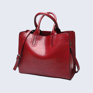 Structured Top-Handle Tote Vegan Leather – Lydia - Red - Bellux