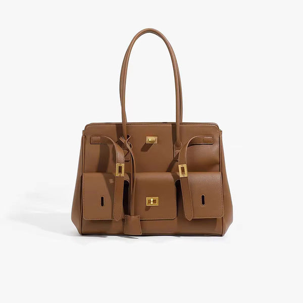 Structured Tote Spacious Vegan Leather – Octavia - Brown - Bellux