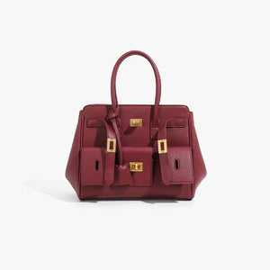 Structured Tote Spacious Vegan Leather – Octavia - Maroon - Bellux
