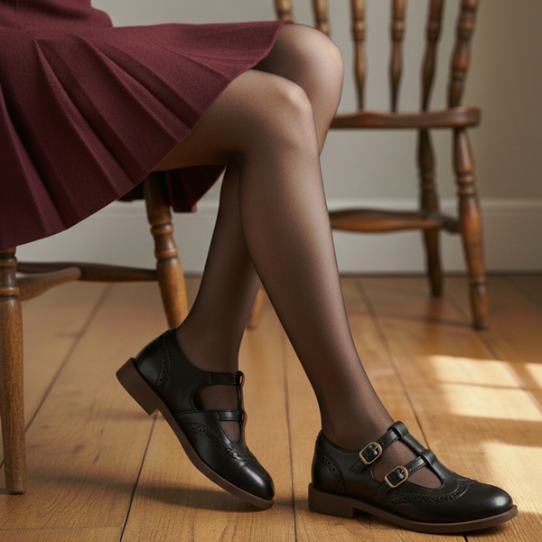 T-Bar Mary Jane Flats Cushioned Insole – Marjorie - Bellux