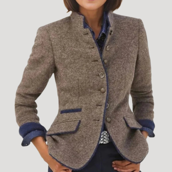 Tailored Tweed Blazer – Fitted Wool-Blend Coat - Bellux