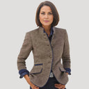 Tailored Tweed Blazer – Fitted Wool-Blend Coat - Khaki - Bellux