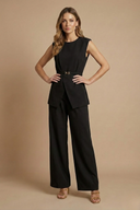 Tailored Two-Piece Set – Structured Top & Wide Leg – Etta - Black - Bellux