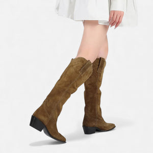 Thigh-High Comfort Cow Suede Boots – Fiona - Bellux