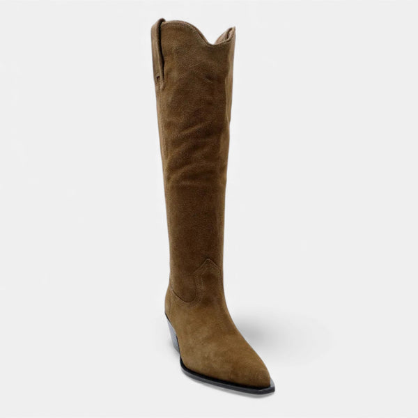 Thigh-High Comfort Cow Suede Boots – Fiona - Bellux