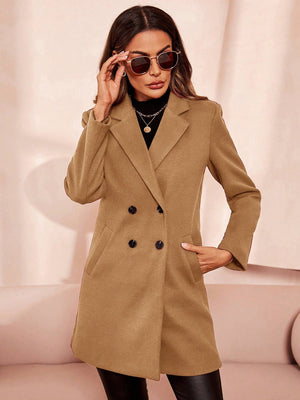 Thigh-Length Tailored Lined Overcoat Wool-Effect – Ianthe - Bellux