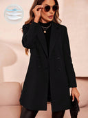 Thigh-Length Tailored Lined Overcoat Wool-Effect – Ianthe - Black - Bellux