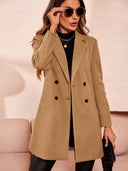 Thigh-Length Tailored Lined Overcoat Wool-Effect – Ianthe - Light Brown - Bellux