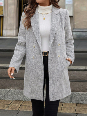 Thigh-Length Tailored Lined Overcoat Wool-Effect – Ianthe - Light Grey - Bellux