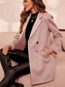 Thigh-Length Tailored Lined Overcoat Wool-Effect – Ianthe - Pink - Bellux