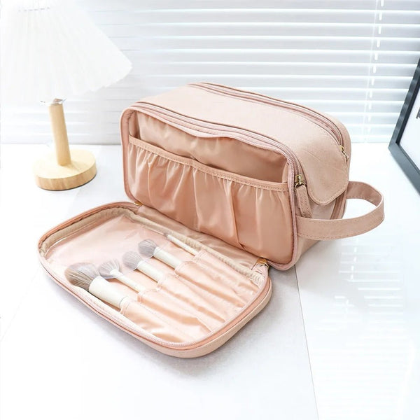 Travel Makeup Organiser Spacious With Brush Pockets – Cecily - Bellux