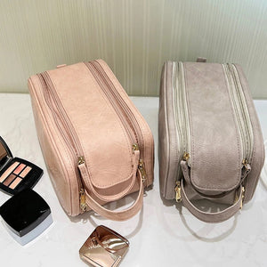 Travel Makeup Organiser Spacious With Brush Pockets – Cecily - Grey - Bellux