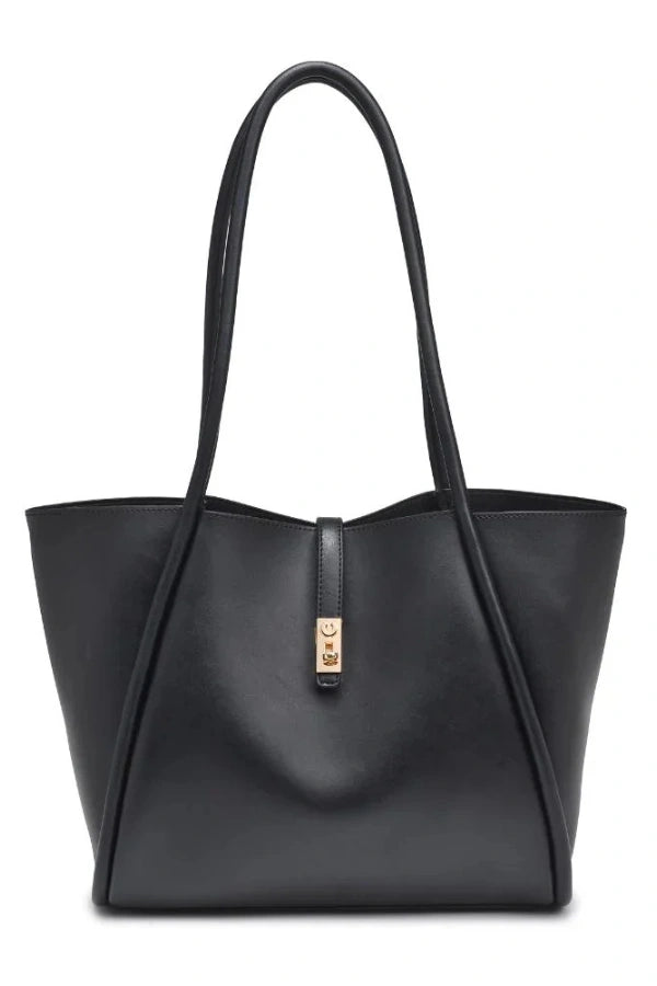 Turn-Lock Commuter Tote Lightweight Vegan Leather – Aurelle - Bellux