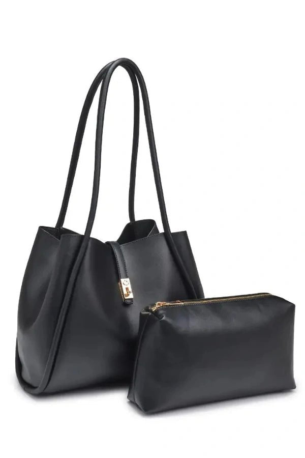 Turn-Lock Commuter Tote Lightweight Vegan Leather – Aurelle - Bellux