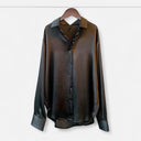 V-Neck Ruffle Blouse – Tailored Loose Fit Inez - Black - Bellux