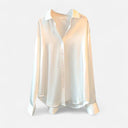 V-Neck Ruffle Blouse – Tailored Loose Fit Inez - White - Bellux