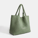 Woven Commuter Tote – Spacious Vegan Leather – Isla - Avocado - Bellux