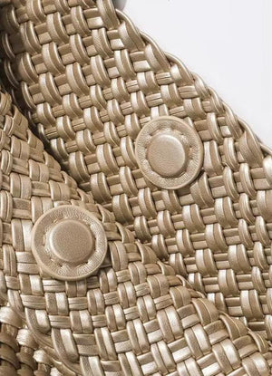 Woven Commuter Tote – Spacious Vegan Leather – Isla - Bellux