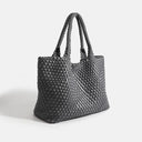Woven Commuter Tote – Spacious Vegan Leather – Isla - Dark Gray - Bellux
