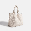 Woven Commuter Tote – Spacious Vegan Leather – Isla - Off-White - Bellux