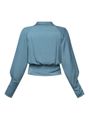 Wrap-Front Blouse Figure-Flattering Long Sleeve – Juno - Bellux