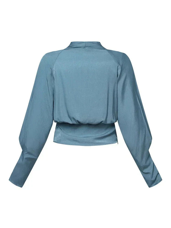 Wrap-Front Blouse Figure-Flattering Long Sleeve – Juno - Bellux